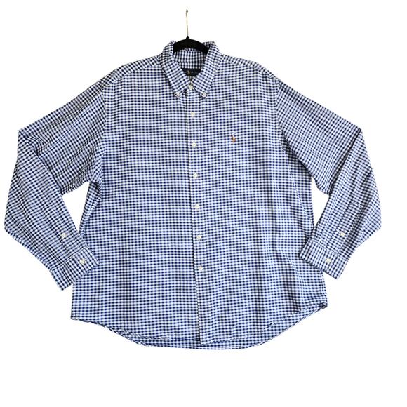 Ralph Lauren Mens Long Sleeve Cotton Oxford Button Down Shirt Size XXL Blue - Picture 2 of 10